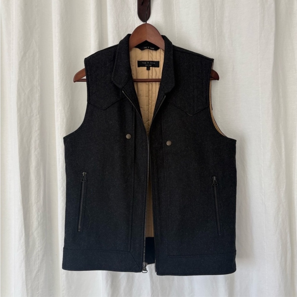 Rag & Bone Quilted Wool Vest sz L